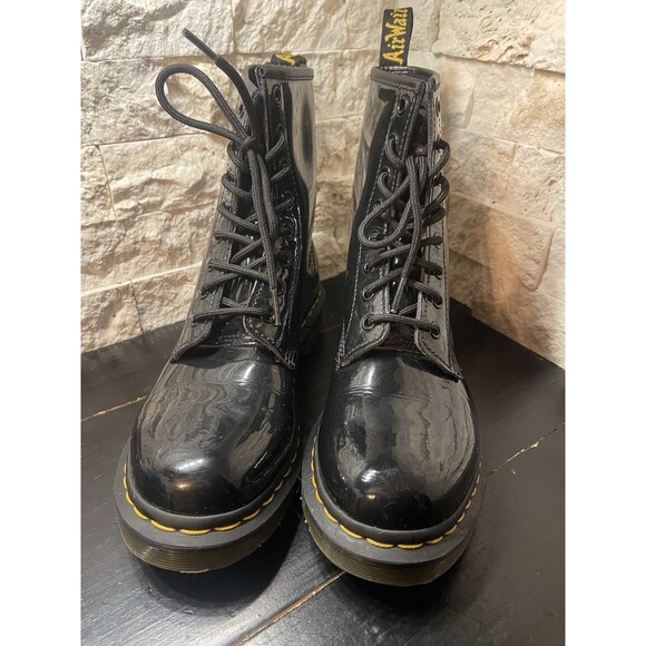 Dr. Martens 1460 Womens Patent Leather Combat Boots in Black, Size 8 US8 EU39 - Picture 2 of 12